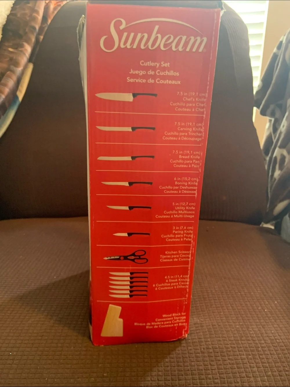 Sunbeam Red and Black 14-Piece Knife Block Set